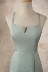 A line Satin Long Tulle Prom Dress