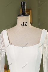 Detached Sleeve Soft A Line Crepe Bridal Gown