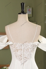 Fitted 3D Flowers Off Shoulder Crepe Bridal Dress