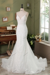 Stunning 3D Floral Lace Appliques Mermaid Wedding Dress