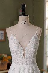 Spaghetti Straps Lace A Line Chiffon Wedding Dress