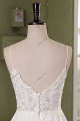 Spaghetti Straps Lace A Line Chiffon Wedding Dress