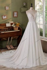 Spaghetti Straps Lace A Line Chiffon Wedding Dress
