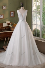 Simple Mikado Tulle Bridal Dress
