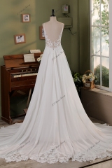 Spaghetti Straps Lace A Line Chiffon Wedding Dress