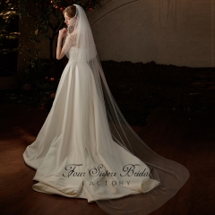 98 Inches Two Layers Pearls Wedding Veil