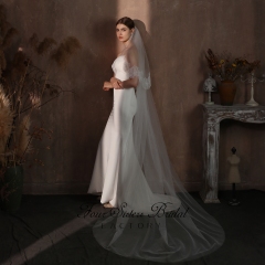 Two Layers Delicate Lace Flowers Veil