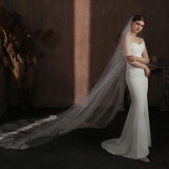 118 Inch Big Flowers Sequin Floral Lace Veil