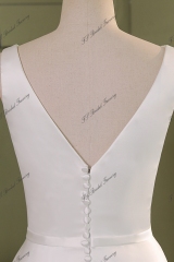 Soft Satin A Line Wedding Gowns With Ruffle Neckline