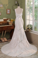 Long Bow Lace Mermaid Wedding Dress