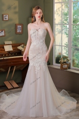 Detached Off Shoulder Straps Glitter Mermaid Wedding Dress