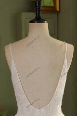 Spaghetti straps A Line Gown Beaded Lace Wedding Dress