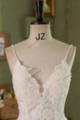 Spaghetti straps A Line Gown Beaded Lace Wedding Dress
