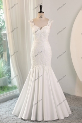 Soft Satin Mermaid Wedding Gowns With Detached Over Skirt