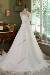 Modern Beading Lace Wedding Dress With Tulle Corset Back