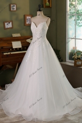 Modern Beading Lace Wedding Dress With Tulle Corset Back