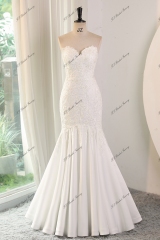Soft Satin Mermaid Wedding Gowns With Detached Over Skirt
