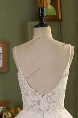Spaghetti straps A Line Gown Beaded Lace Wedding Dress