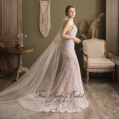 91 Inches Big Flowers Sequin Floral Lace Veil
