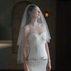 Two Layers Heavy Beading Veils