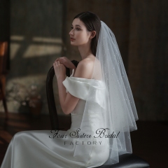 Two Layers Delicate Lace Flowers Veil
