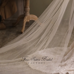 91 Inches Big Flowers Sequin Floral Lace Veil