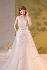 Crystal Beaded Embroidery Mermaid Wedding Dress With Detached Over Skirt