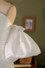 Simple Mikado Mermaid Bridal Dress With Detached Puffy Sleeve