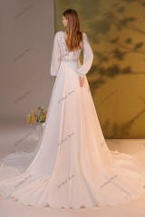 Romantic Bridal Gown With A Line Silhouette Chiffon Skirt