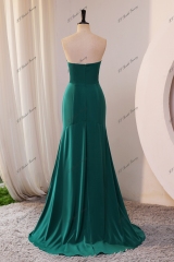 Sweet Heart Mermaid Pleat Satin Bridesmaids Dress With Slit