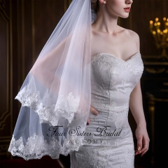 Double Layers Lace Edge Bridal Veils