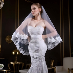 Double Layers Lace Edge Bridal Veils