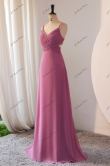 Simple Pleat Double Straps Chiffon Bridesmaid Dress