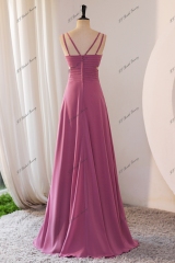 Simple Pleat Double Straps Chiffon Bridesmaid Dress