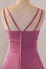 Simple Pleat Double Straps Chiffon Bridesmaid Dress