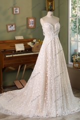 Big A Line Beading Wedding Gowns With Spaghetti Straps
