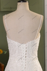 Spaghetti Straps Heavy Beading Lace Mermaid Bridal Dress