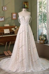 Big A Line Beading Wedding Gowns With Spaghetti Straps