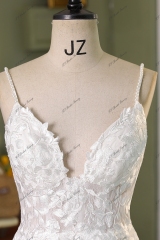 Spaghetti Straps Deep V Mermaid Bridal Dress