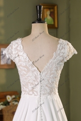 Cape Sleeve Lace A Line Chiffon Wedding Dress