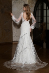Detached Sleeve Crepe and Fit Wedding Dress