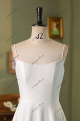 Spaghetti Straps A Line Crepe Wedding Dress