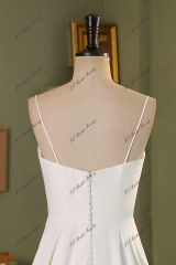Spaghetti Straps A Line Crepe Wedding Dress