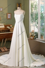 Spaghetti Straps A Line Crepe Wedding Dress