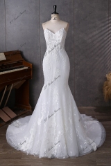 Jacquard Satin Simple Wedding Gown With Detached Boleros