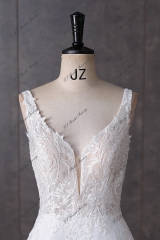 Simple Soft Lace A Line Chiffon Wedding Dress