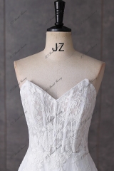 Jacquard Satin Simple Wedding Gown With Detached Boleros