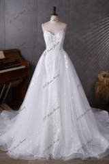 Jacquard Satin Simple Wedding Gown With Detached Boleros