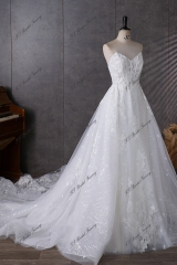 Jacquard Satin Simple Wedding Gown With Detached Boleros