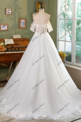 3D Flowy Lace V Basque Waist Princess Wedding Dress